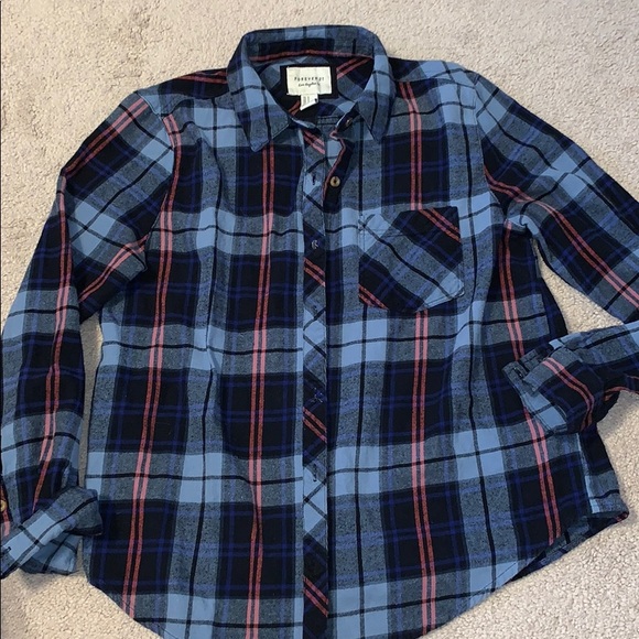 Forever 21 blue and pink flannel - Picture 1 of 1